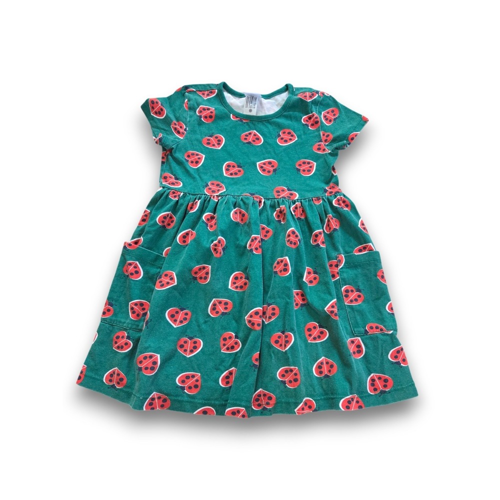 Hanna Andersson Green Ladybug Short Sleeve Dress Girls 110 US 5